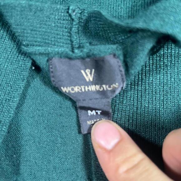 Worthington Women's Size MT Green Open Front Cardigan Sweater RN: 108357 - Picture 2 of 8